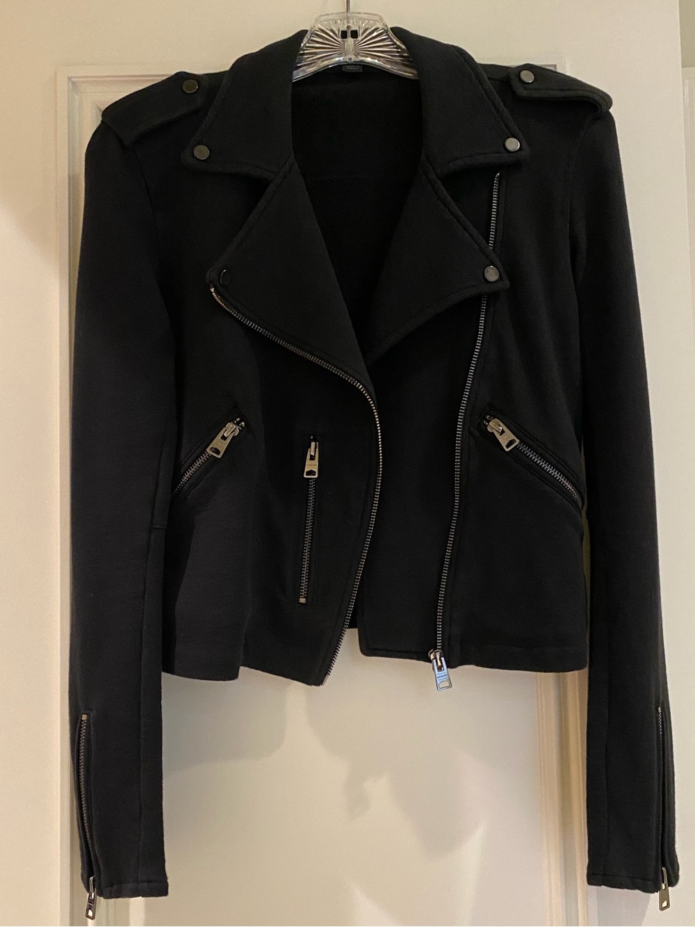 All Saints Black Asymmetrical Moto Jacket - Women